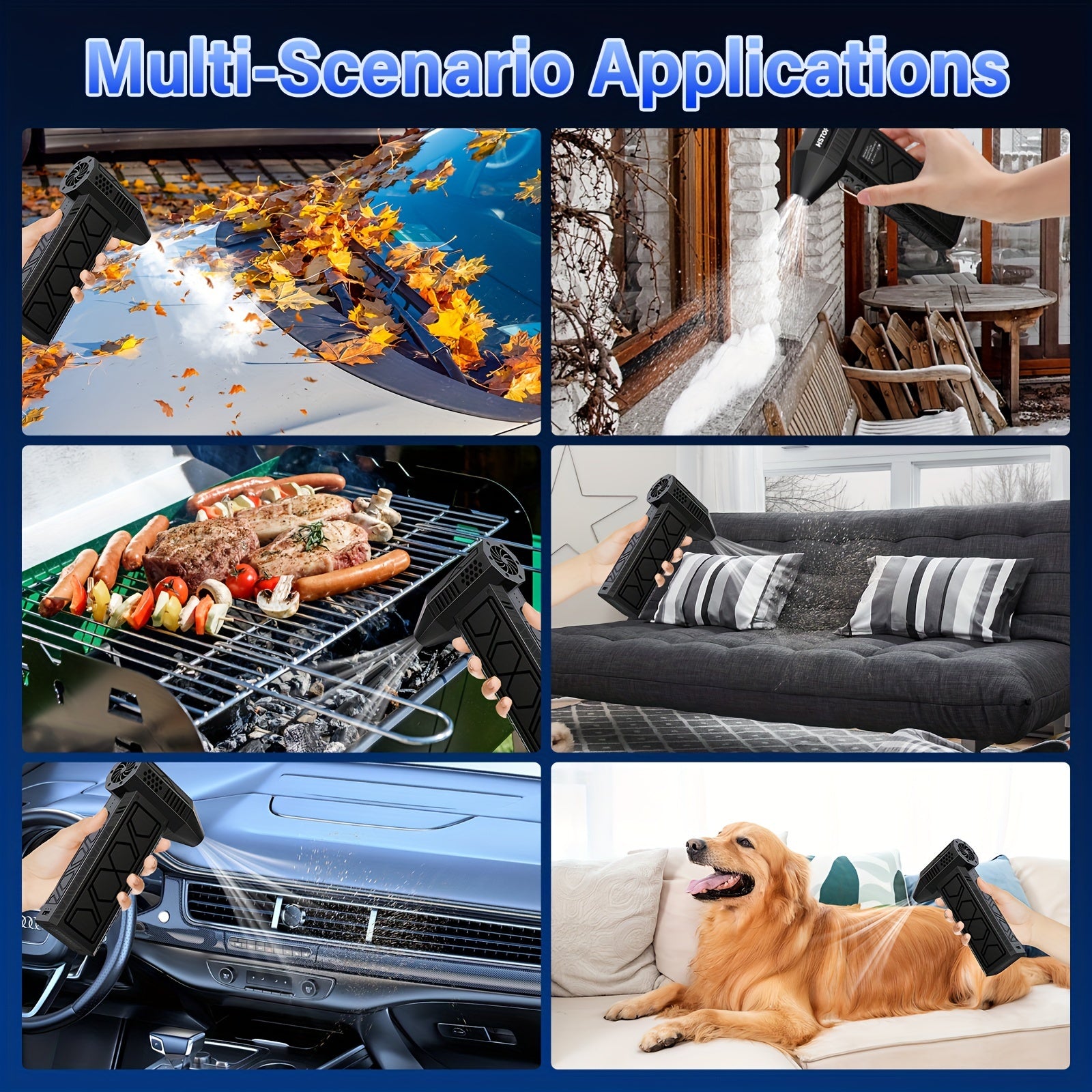 Portable High-Speed Turbo Fan, 130000 RPM, 36V Max, 0-200W, USB Rechargeable Battery, for Mini Jet Air Blower for Car, Home, Electronics Cleaning, Dust & Snow Removal