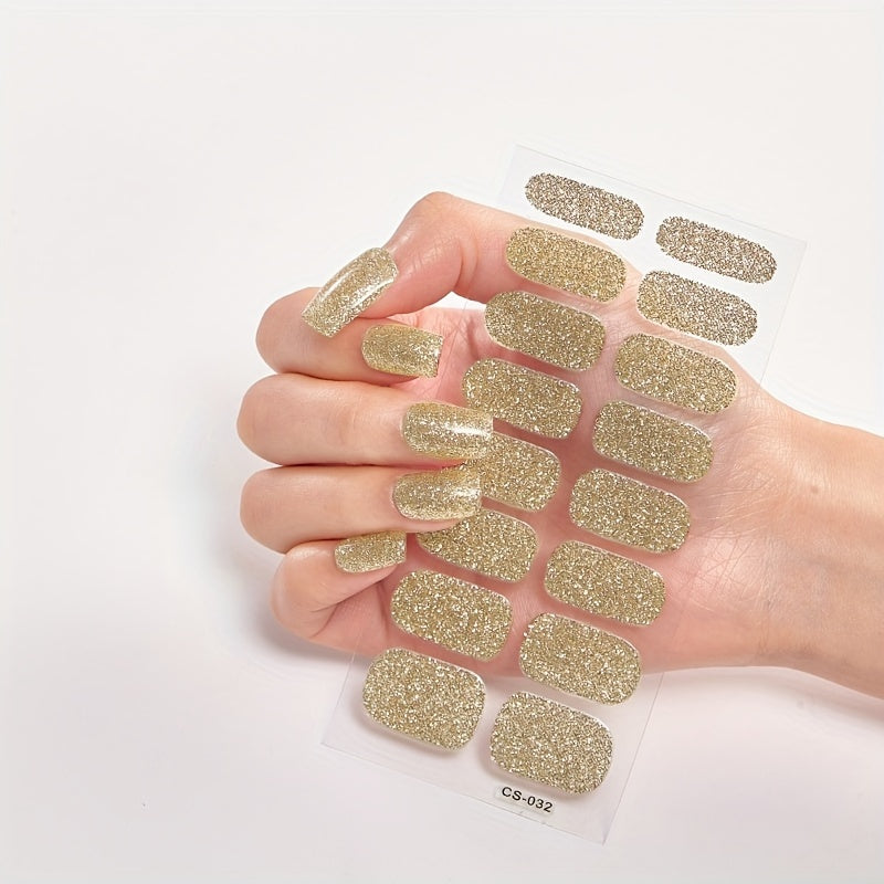 Sparkly Full Cover Nail Art Stickers - Self-Adhesive Nail Decals for Women - Easy to Apply and Long-Lasting Nail Art Strips