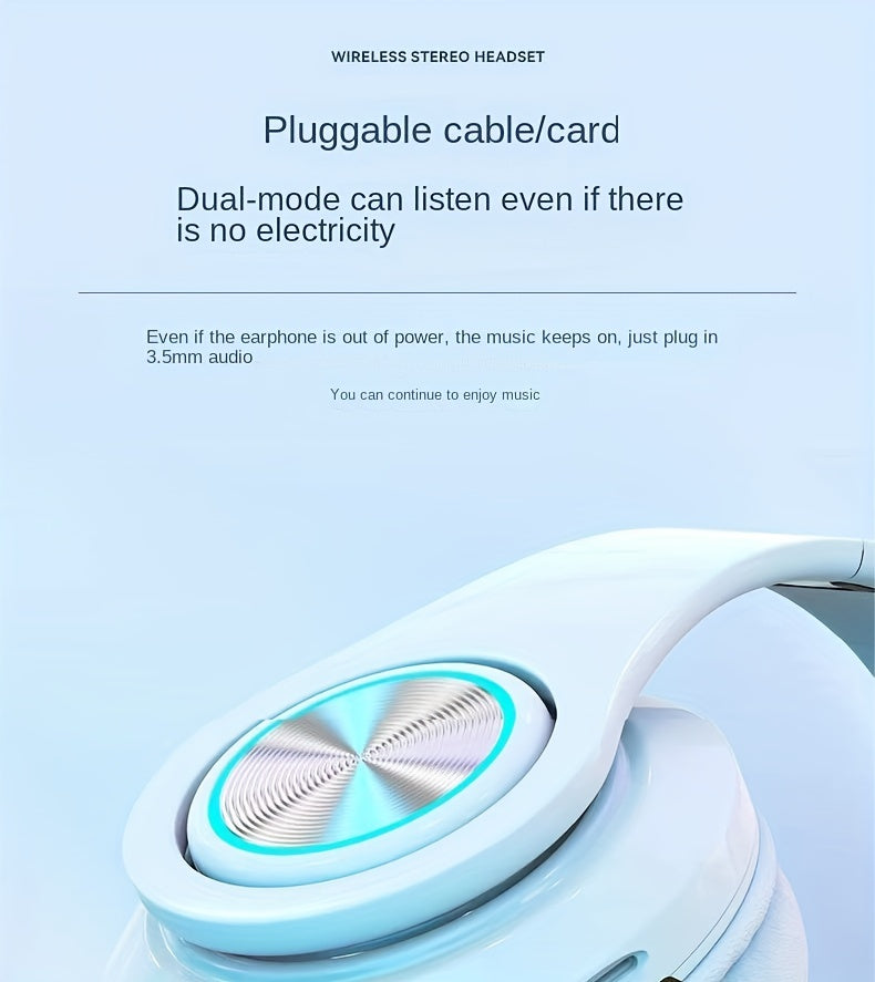 39 Luminous Wireless Headphones with Plug-in, Wired and Wireless Multifunctional Use