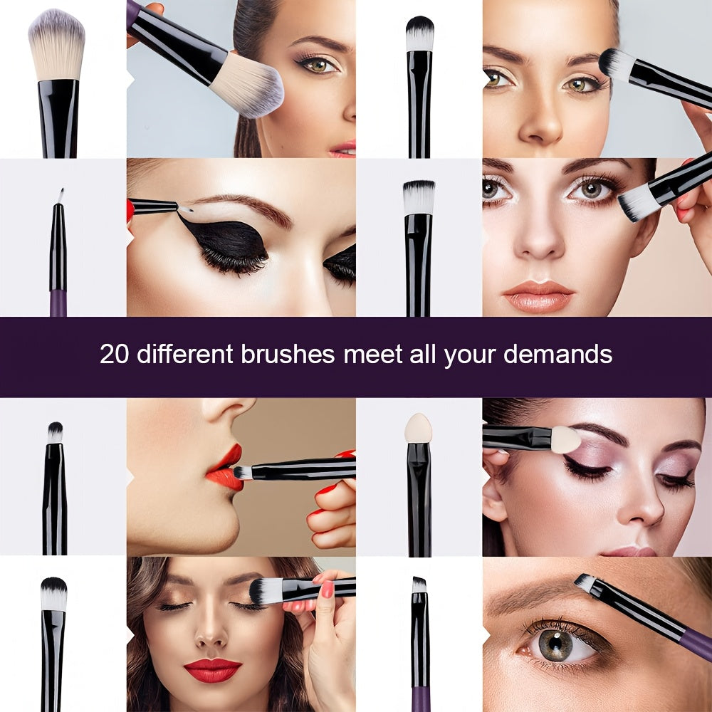 20/34pcs Makeup Brush Set and 8pcs Mini Makeup Brush Professional Soft Synthetic Powder Foundation Eyeshadow Makeup Brush Cosmetics Suitable for Beginners
