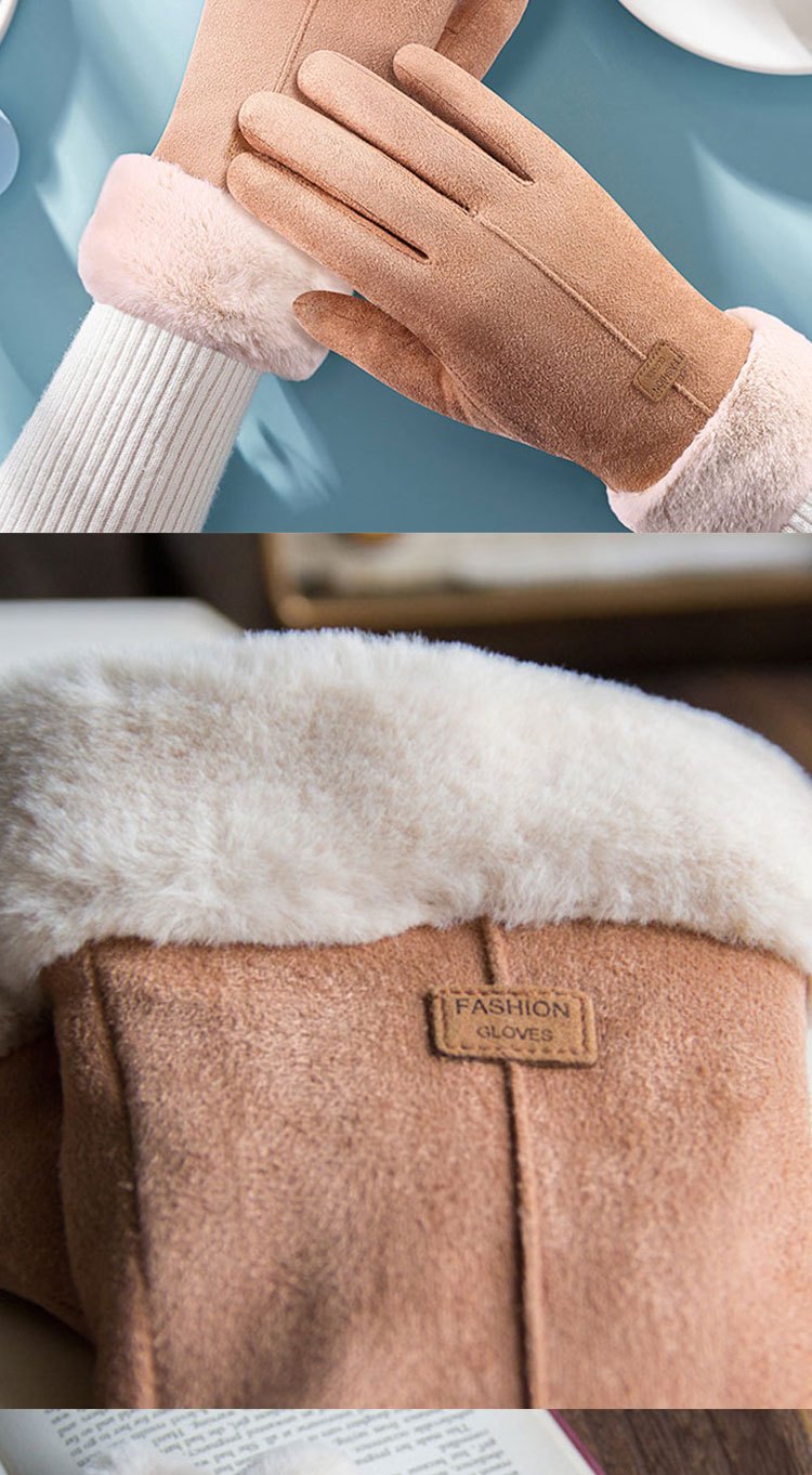 [Women's Winter Gloves] Cozy Touchscreen-Compatible Winter Gloves for Women - Plush, Thickened Five-Finger Design for Warmth and Comfort During Outdoor Activities, Students, Riding