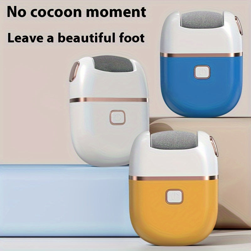 Rechargeable Electric Foot Grinder, Portable and Easy to Use, for Cracked Heels & Callus Removal - Thick Leather Polishing, 2-Speed Settings, Hard Care for Feet & Hands, 3 Replacement Grinding Heads, 1pc, with USB Charging