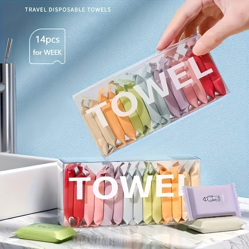 7/14pcs Portable Compressed Disposable Towels, Thickened Compressed Disposable Facial Tissues, Perfect For Travel And Home Use
