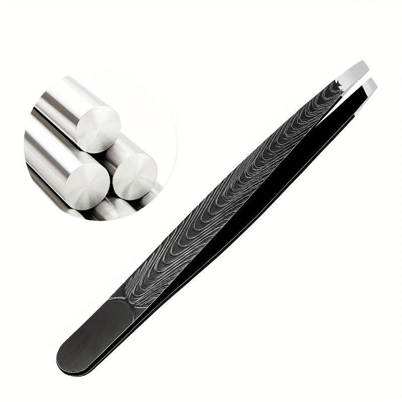 Precision Tweezer Hair Plucker for Men and Women - Slant Tip for Easy Hair and Eyebrow Grooming - Black