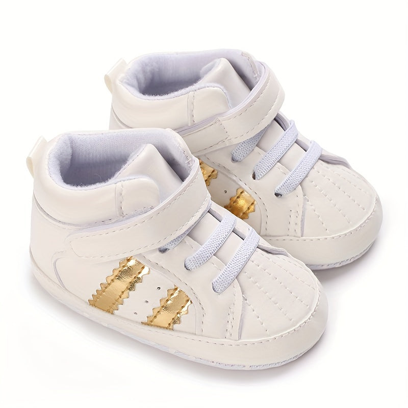 Infant & Newborn Boys' & Girls' Soft Sole Anti-Slip Sneakers - Breathable with Black Striped Design, Adjustable Buckle Closure, All-Season Casual Shoes for Toddlers, Baby Shoes, Toddler Footwear, Stylish Toddler Footwear, Com