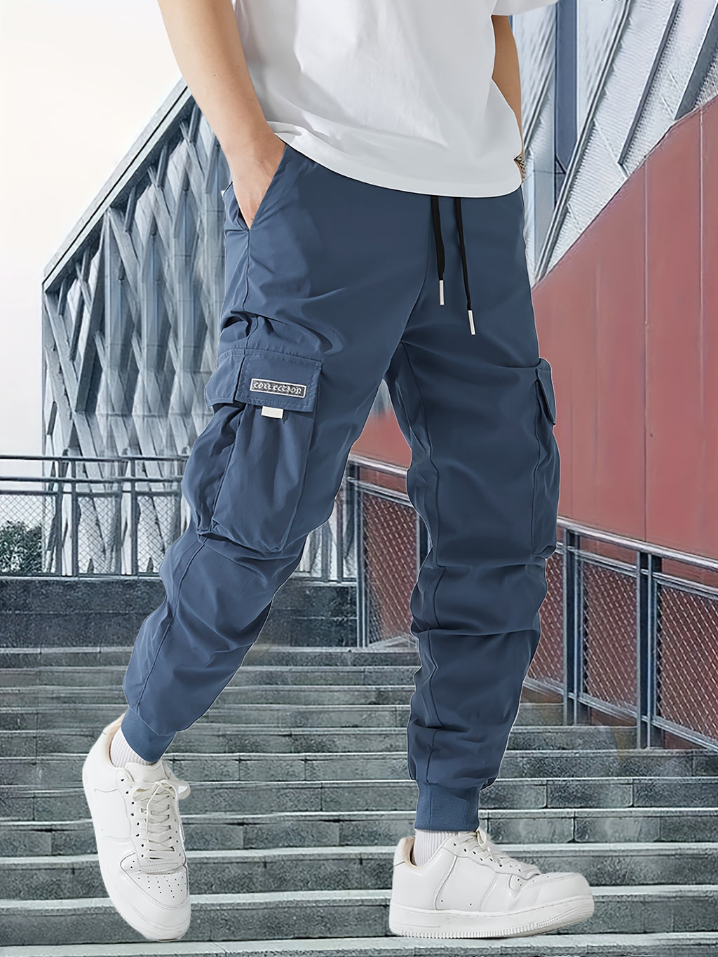 Trendy Men's Casual Cargo Pants With Pocket, Men's Outfits For Spring And Autumn