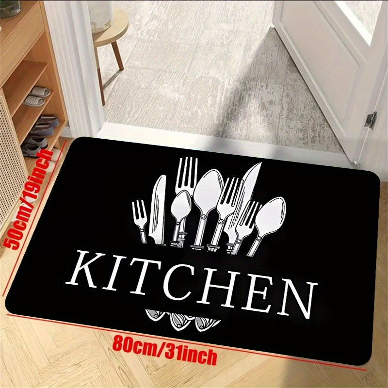 Black Tableware Mat - 1 Piece Kitchen, Bathroom, Living Room, Bedroom, and Entrance Common Carpet
