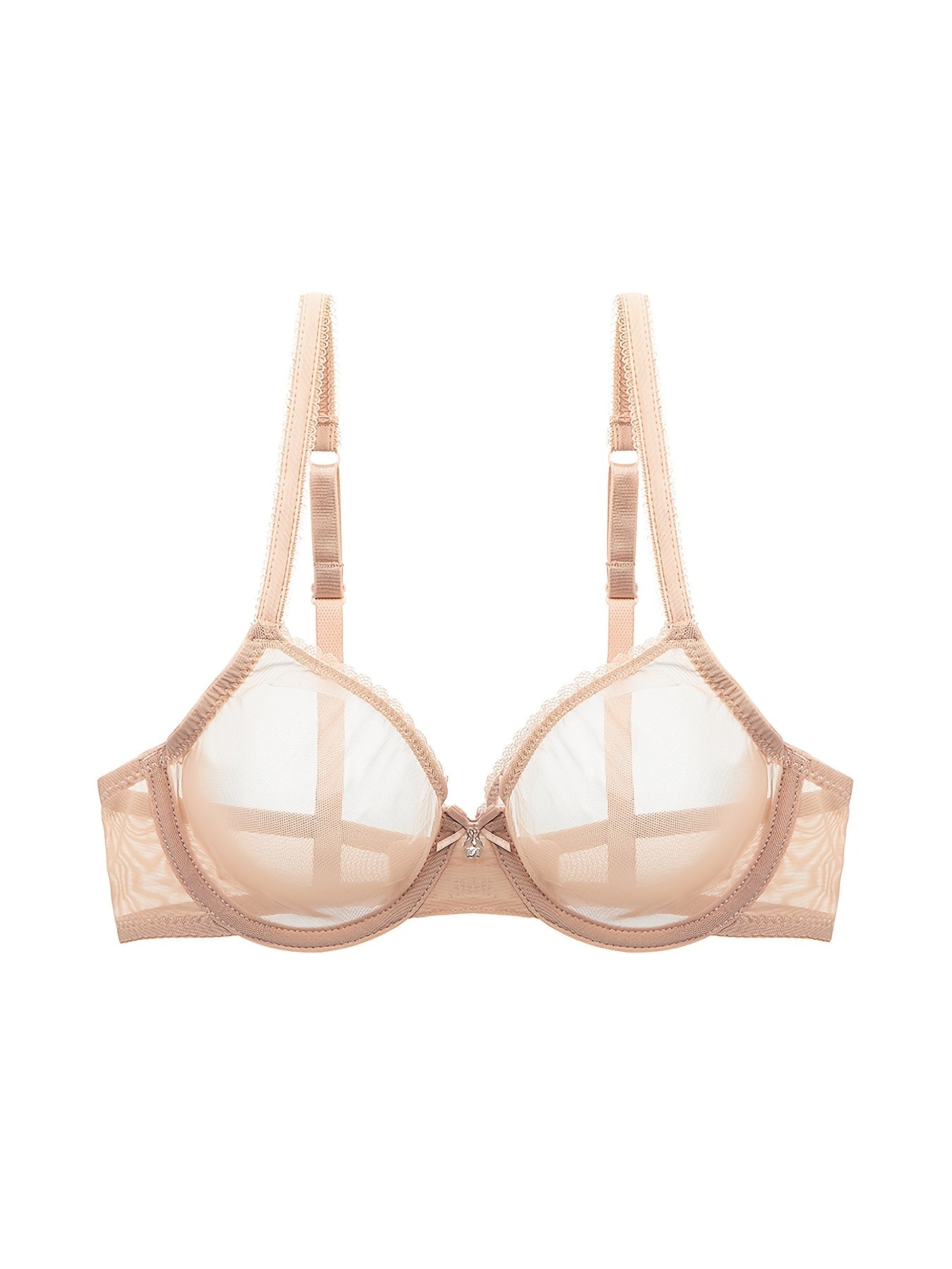 Transparent Mesh Thin Unlined Bra, Breathable Sheer No Pad Knitted Fabric Everyday Intimates Bra, Women's Lingerie & Underwear