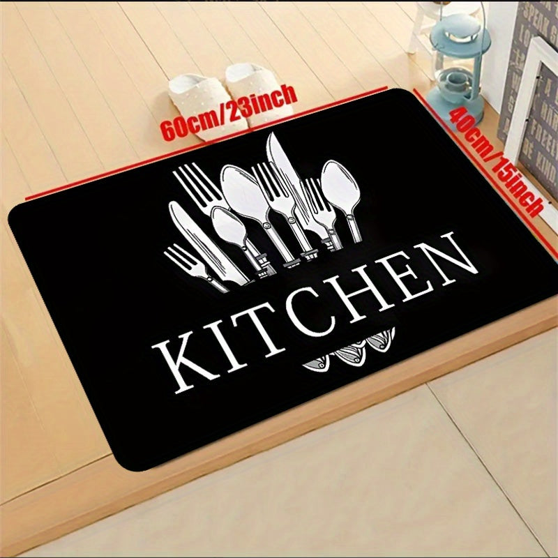 Black Tableware Mat - 1 Piece Kitchen, Bathroom, Living Room, Bedroom, and Entrance Common Carpet