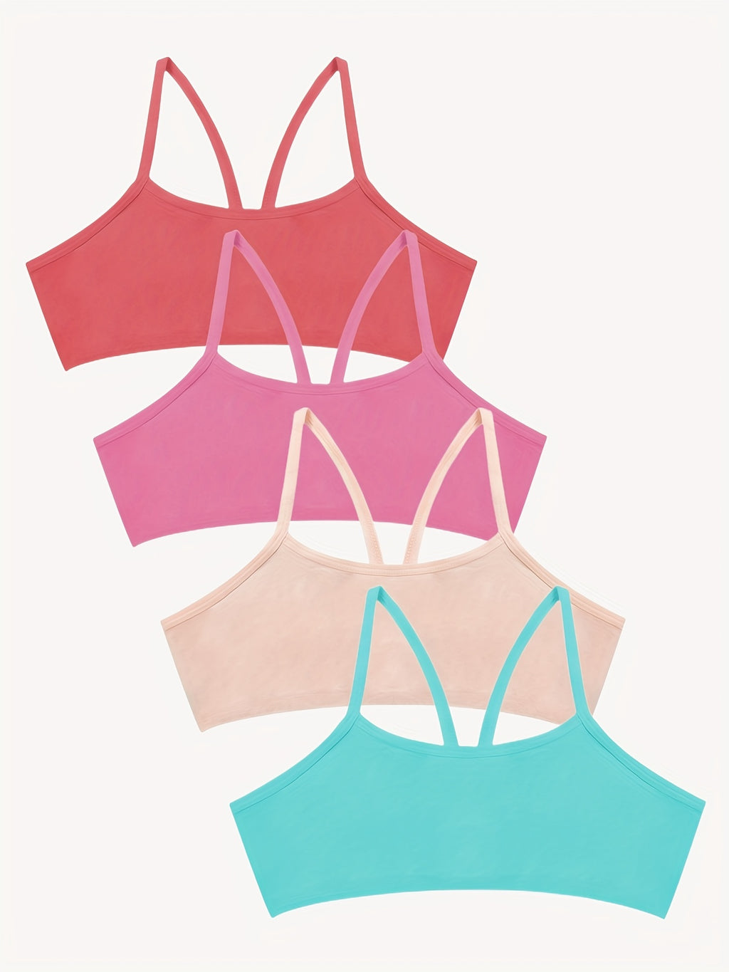 Holiday Style 4pcs Girls Training Bras Stretchy Sports Bralette Sleeveless Crops Tank Tops Underwears For 6-14 Years Old Kids