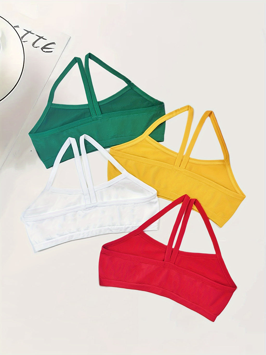 Holiday Style 4pcs Girls Training Bras Stretchy Sports Bralette Sleeveless Crops Tank Tops Underwears For 6-14 Years Old Kids