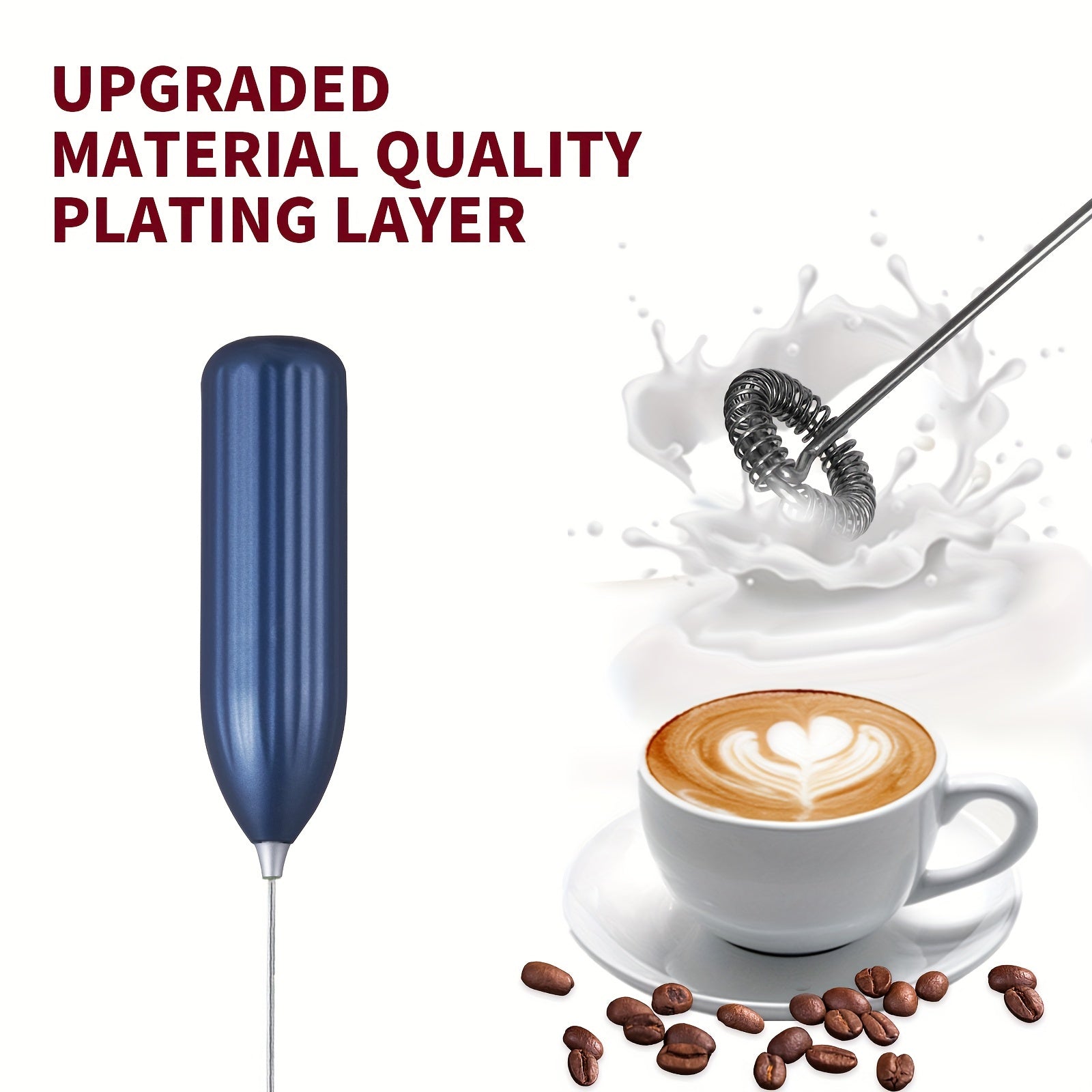 1pc, Lalayuan Powerful Electric Milk Frother, Mini Milk Foamer, Battery Operated (Not Included) Stainless Steel Drink Mixer, Handheld Electric Whisk For Coffee, Latte, Cappuccino, Chocolate, Matcha